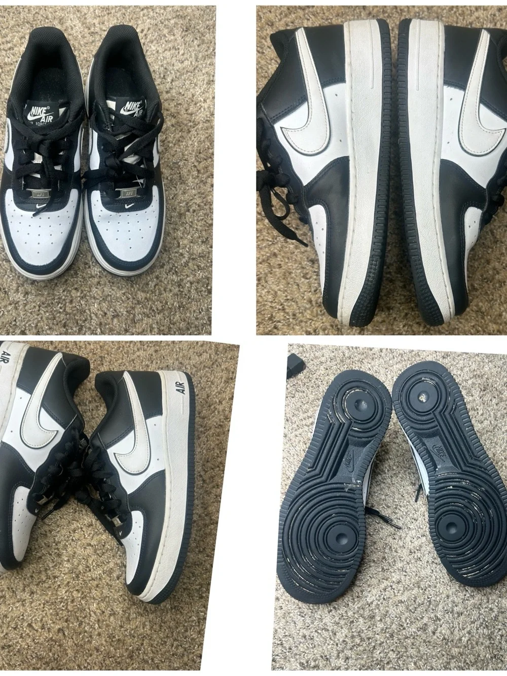 Nike Kids Black and White Low-Top Sneakers with Swoosh